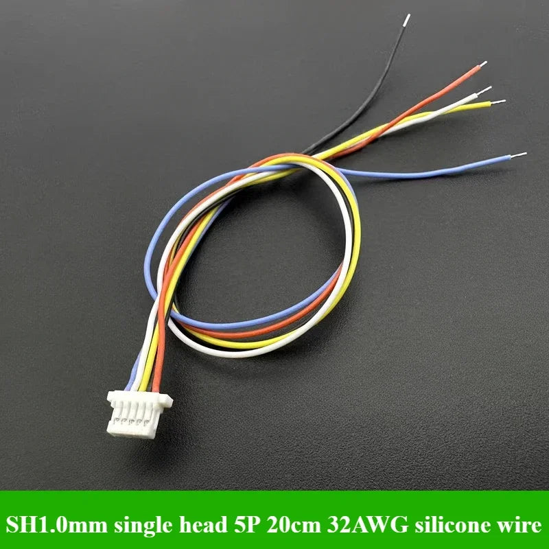 2-50Pcs/lot JST SH 1.0mm Pitch Female Socket Terminal Plug Wire Connector SH 1mm 2 3 4 5 6 Pin 20CM 32AWG Silicone Wires Cable
