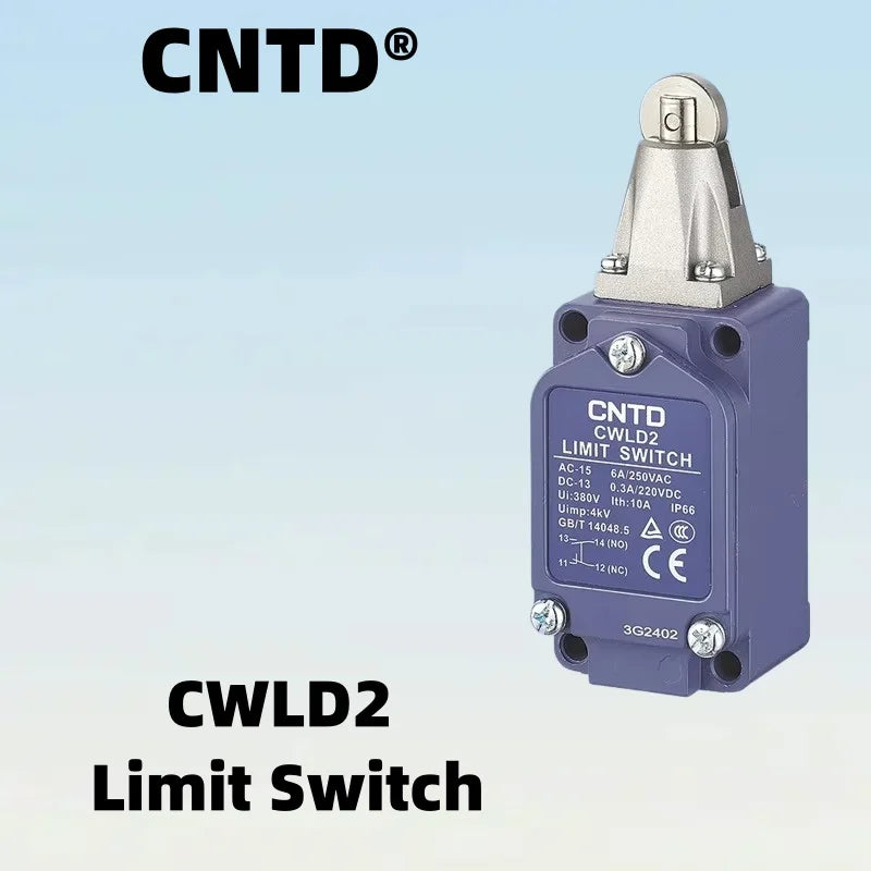 Limit Switch CNTD CWLD2 Roller Plunger Actuator IP66 10A 250VAC 1NO1NC Aluminum Housing Vertical Travel Switch for Machinery Ind