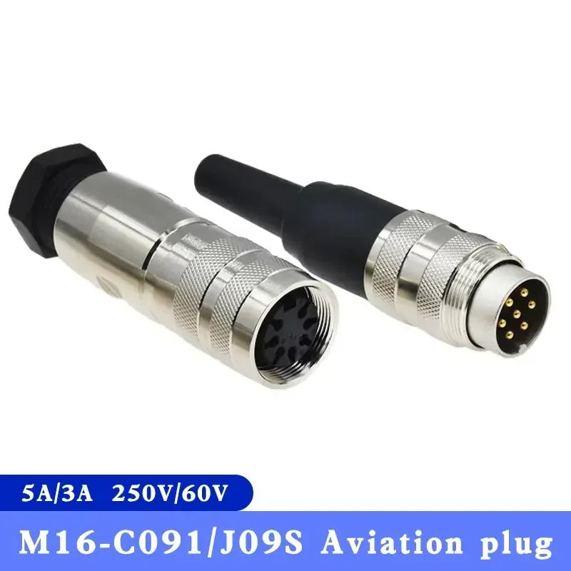 IP67 M16 Circular Connector C091 J09 Aviation Plug Socket 3P 4P 5P 6P 7P 8P 12P 14P Male Female Waterproof Metal Cable Connector