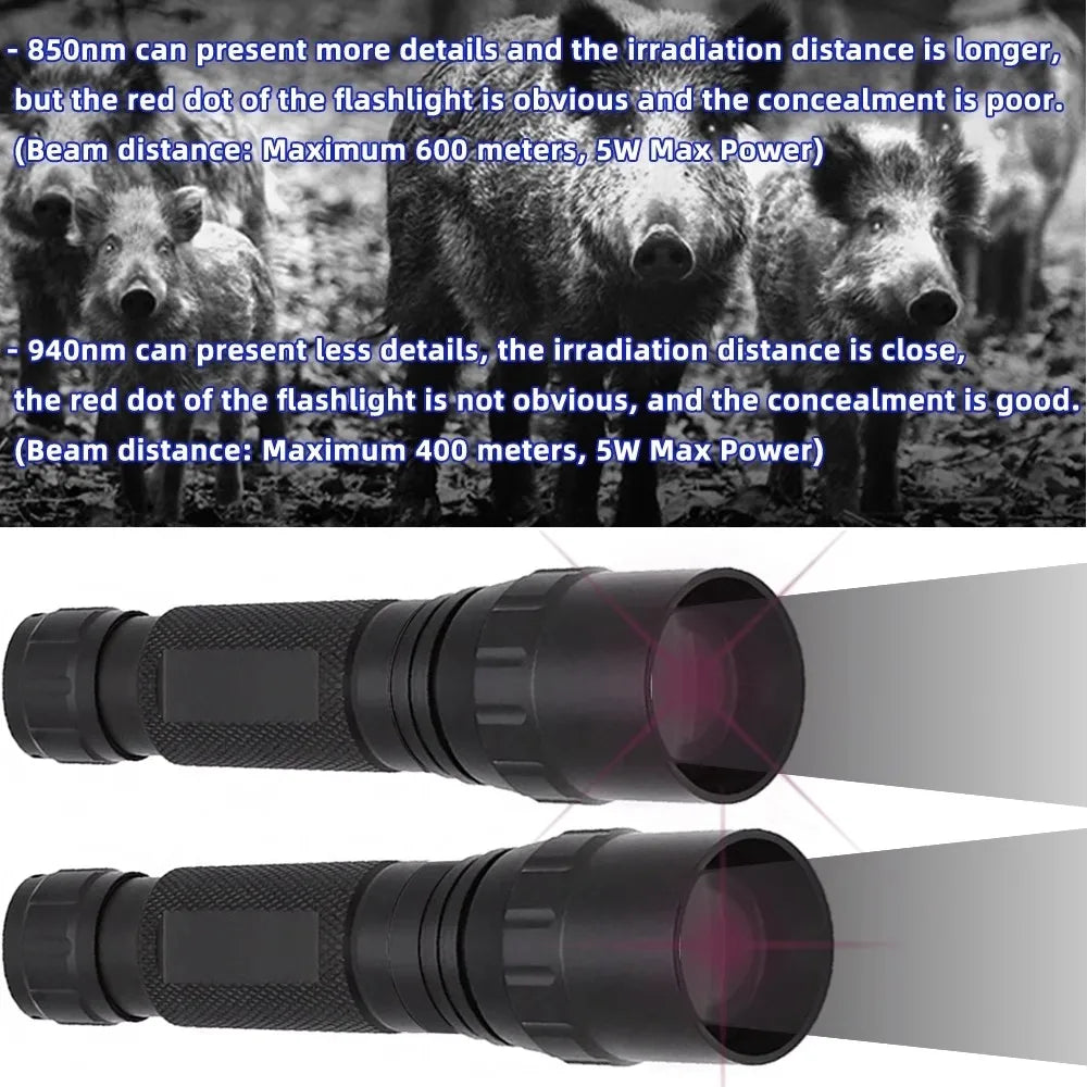 Infrared Complement 7W VCSEL 850nm/940nm Zoom Infrared Flashlight with Mute Adjustable Power 810nm IR Light