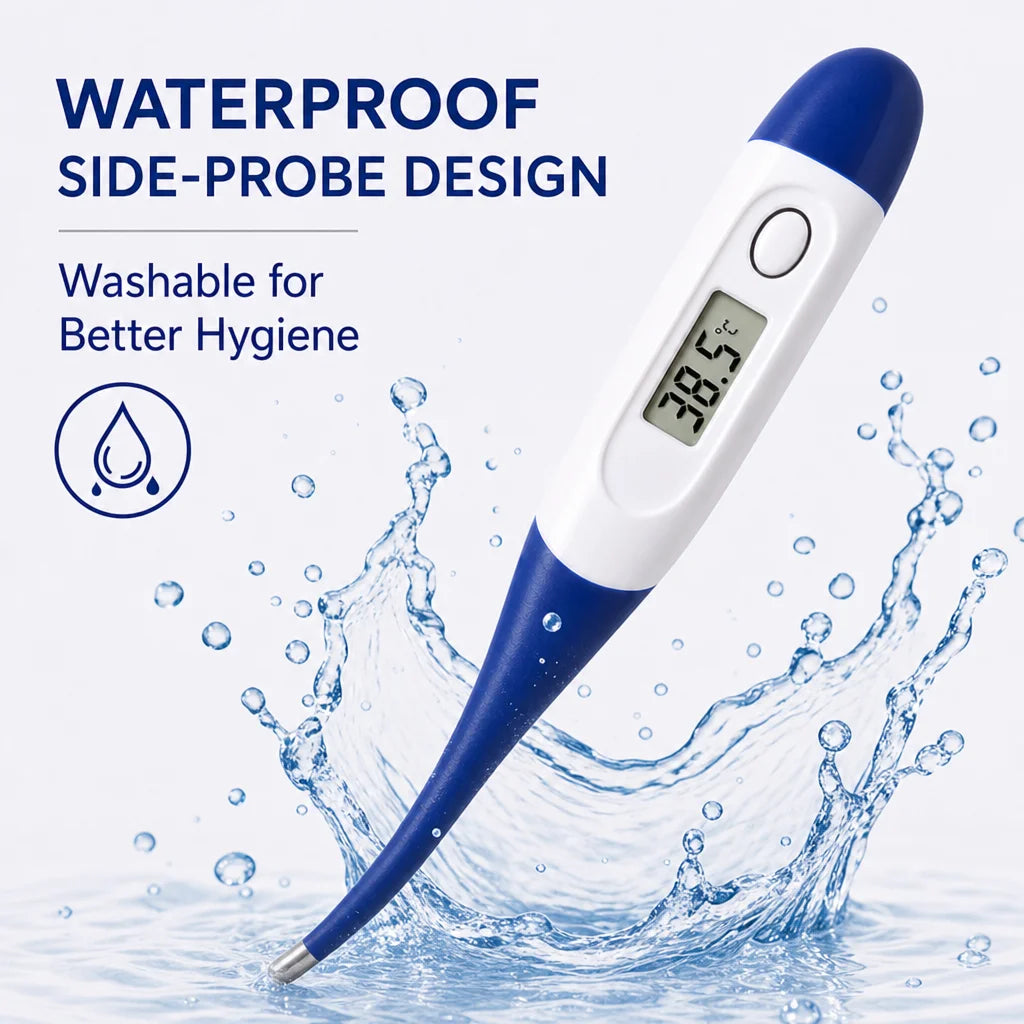 AiQUE Digital Pet Thermometer Fast Read Soft Tip Rectal Oral Temperature Meter for Dogs Cats Pets Memory Recall Veterinary Tool