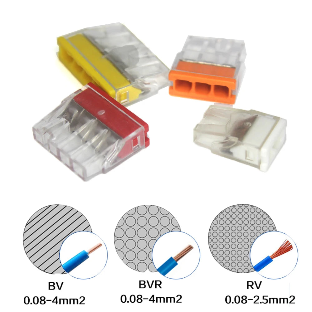 50pcs Mini Quick Wire Connectors 2/3/4/5/ Ports Terminal Block Hard Stainless Easy Electric Quick Push-In