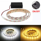AA Battery Power Led Strip Light SMD2835 1-5M Flexible Lighting Ribbon Tape White/Warm White Strip Cabinet Lights Backlight