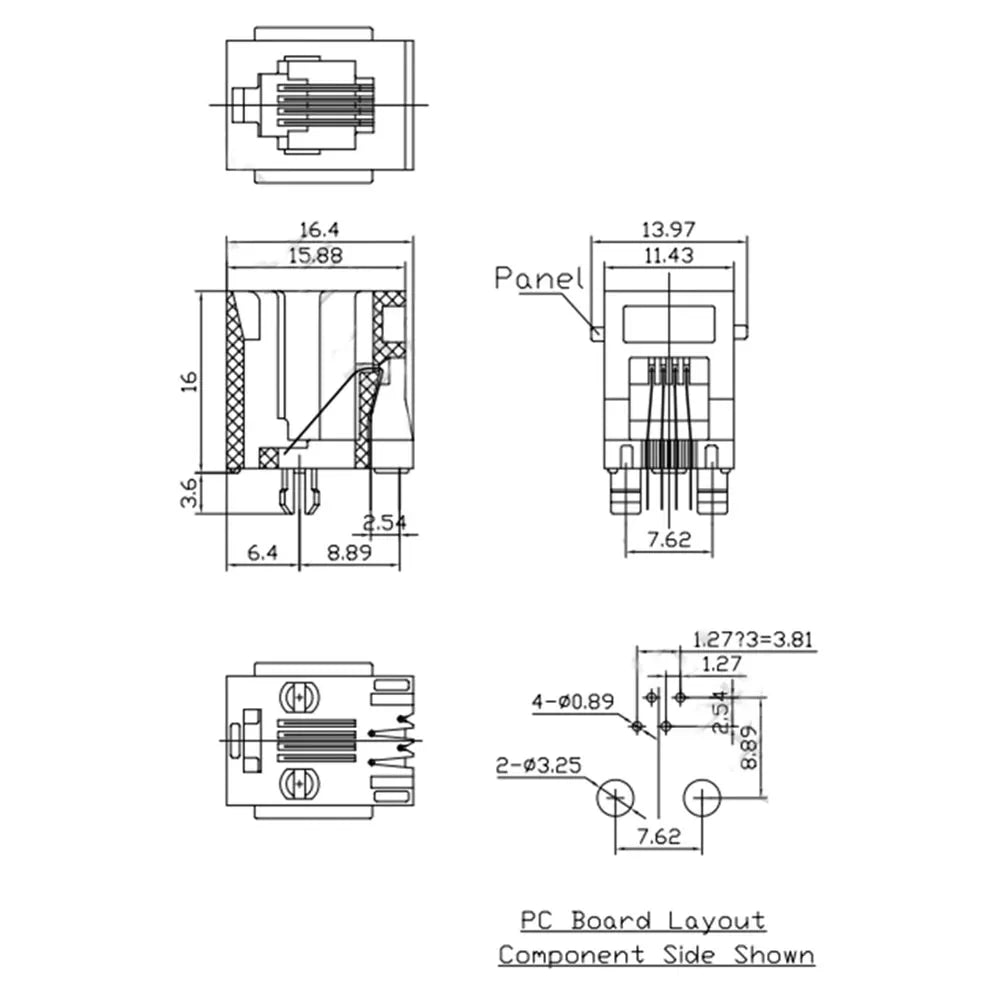 10Pcs RJ11 RJ45 Socket 52-4P4C 6P2C 6P4C 6P6C 8P8C Seat RJ12 Phone Jack Female 6Core Crystal Head 180 Degrees Vertical