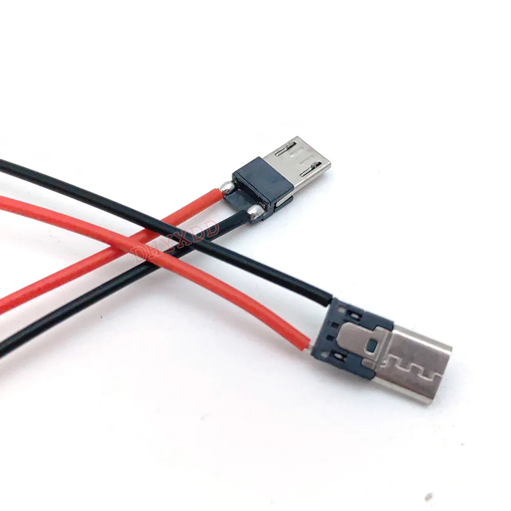 5Pcs Micro USB Type-C 2Pin Horizontal / Vertical 2P Simple Soldered Male Plug-in Board Quick Charging USB-C Connector