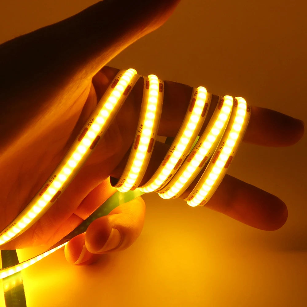 5V USB 3MM 5MM PCB COB LED Strip Light White/Red/Green/Pink/Ice Blue/Yellow TV Backlights DC5V 320Led Flex Night Lamp Home Decor