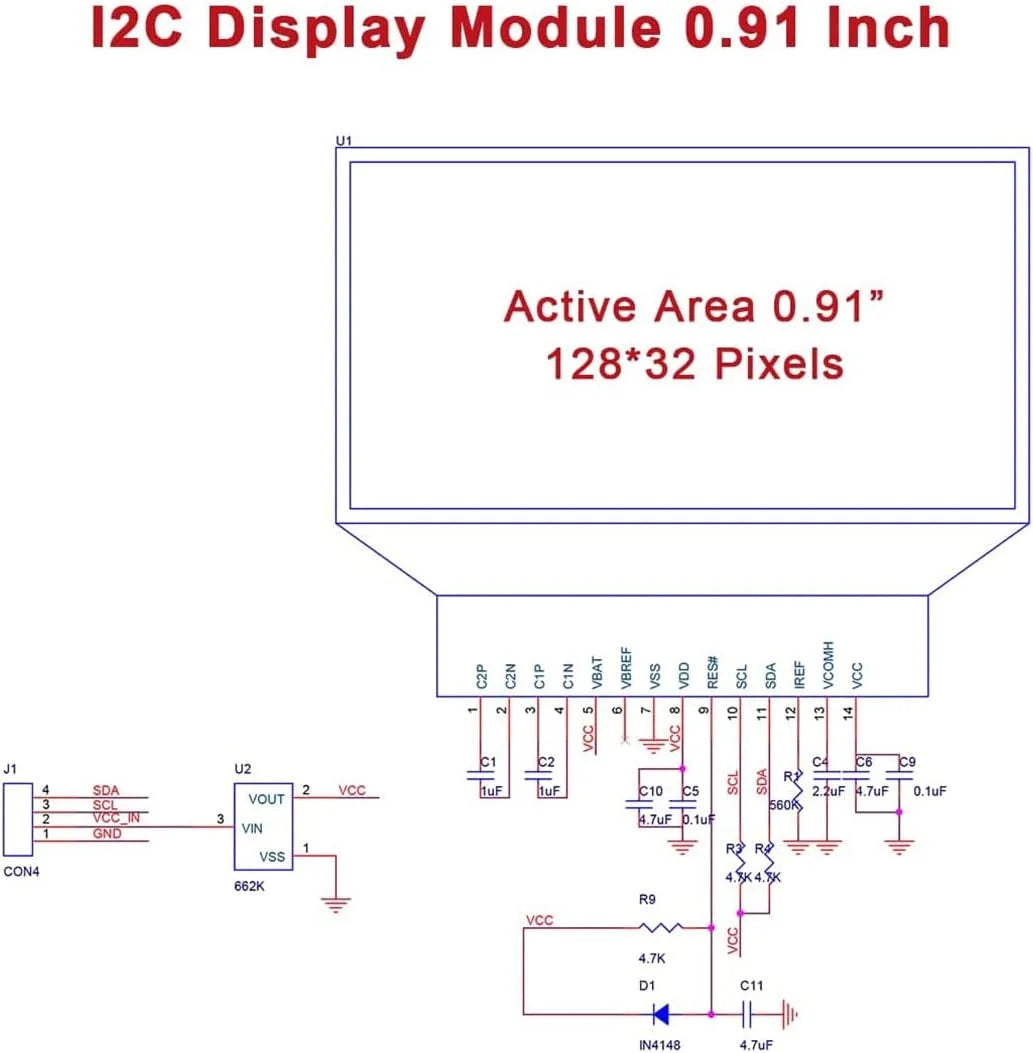 XZG 1-20PCS 0.91 Inch 128x32 IIC I2C  White /Blue OLED LCD Display DIY Module SSD1306 Driver IC DC 3.3V 5V for arduino