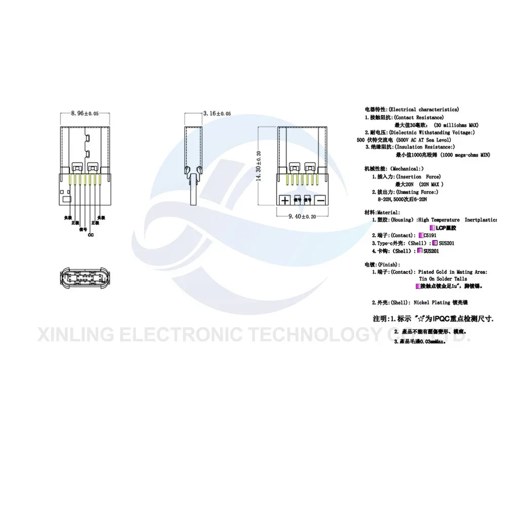 USB 3.1 Type C Male/Female Connectors Jack Tail 24pin USB Male Plug Electric Terminals Welding DIY Data Cable Support PCB Board