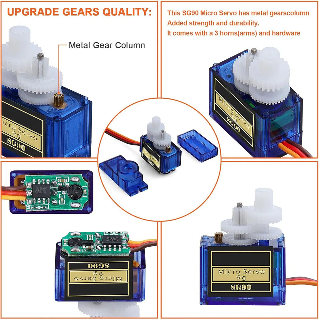 2/5/10pcs Sg90 Servo Motor Micro 9g 180 360 Degree Mount Sg90 Kit Without Metal Gear Pro Rc Car Toy Airplane Arduino Uno Diy