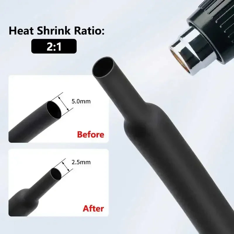 1M-25M 0.6mm~40mm Black Red Polyolefin Shrinking Assorted Heat Shrink Tube Cable Insulated SleeveTubing Wire Connector Protector