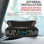 Solar Power TPMS Car Tire Pressure Monitoring System Alarm Tyre Air Pressure Meter Gauge Temperature Warning With 4 Sensors
