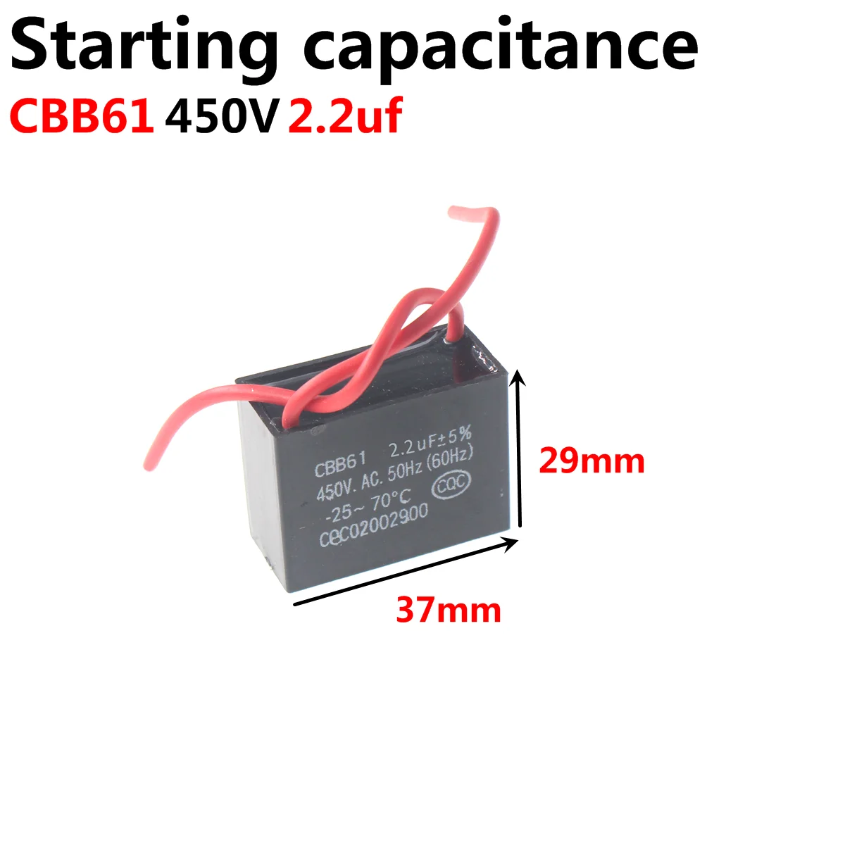 Washing Machine Starting Motor Run Capacitor CBB60 450V 5UF 10UF 15UF 20UF 25UF 3 4 5 6 8 12 14 16 18 30 35 40 45 50 60 70 80 UF