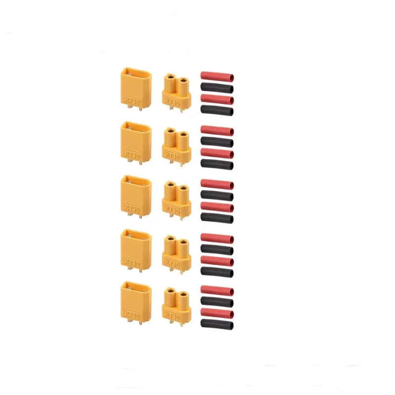 10/20 pairs XT30 2mm Gold Plated Battery Connector with Heat Shrink Tube for Drones RC Cars