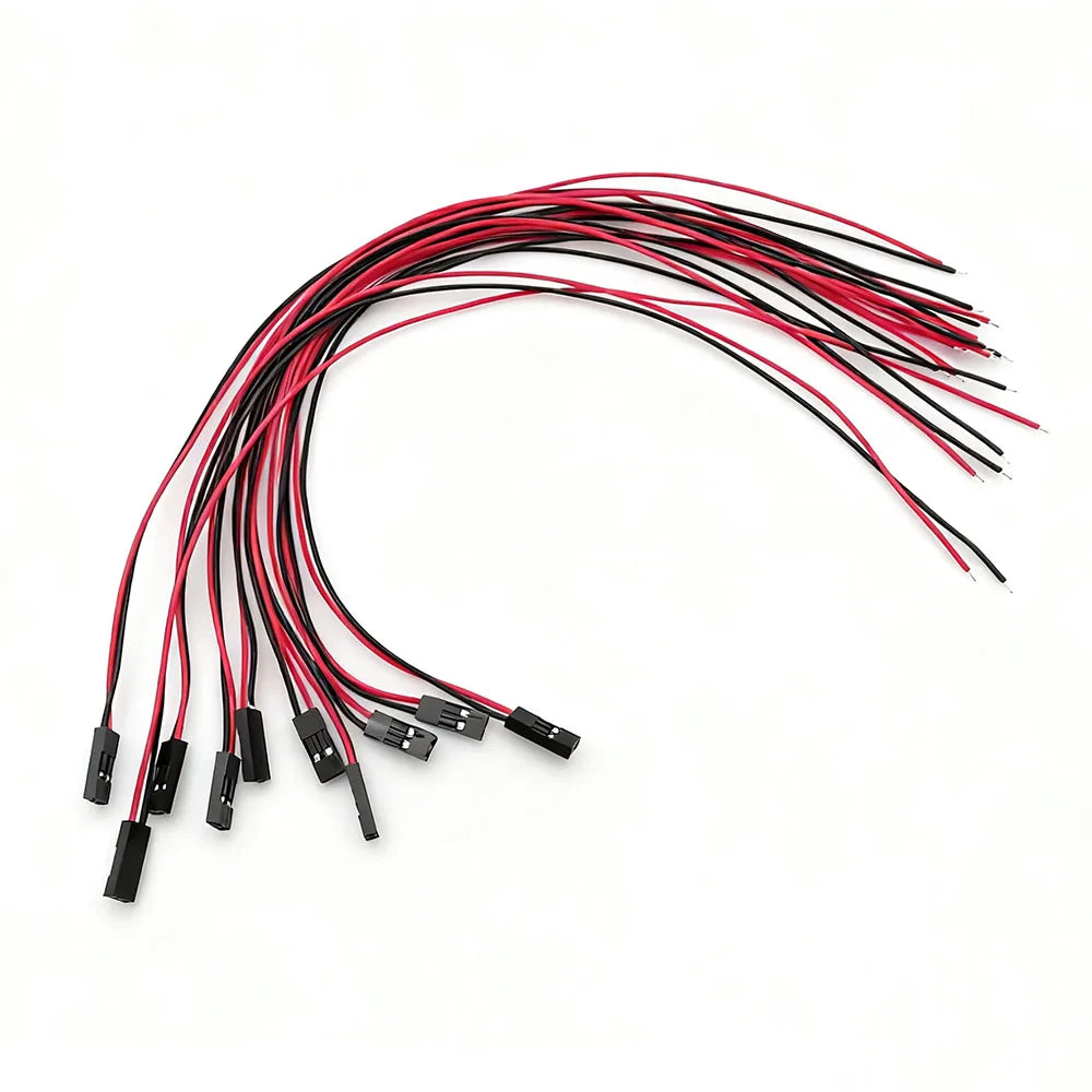 10-50Pcs 2 Pin 2.54mm Pitch Female Jack for Dupont Connector 2P Socket with 26AWG PVC Wire Jumper Cable for Dupont Line PCB DIY