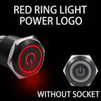16/19/22mm Waterproof Metal Push Button Switch with socket LED Ring/Power Light Momentary Latching   5/12/24/220V black 1NO1NC