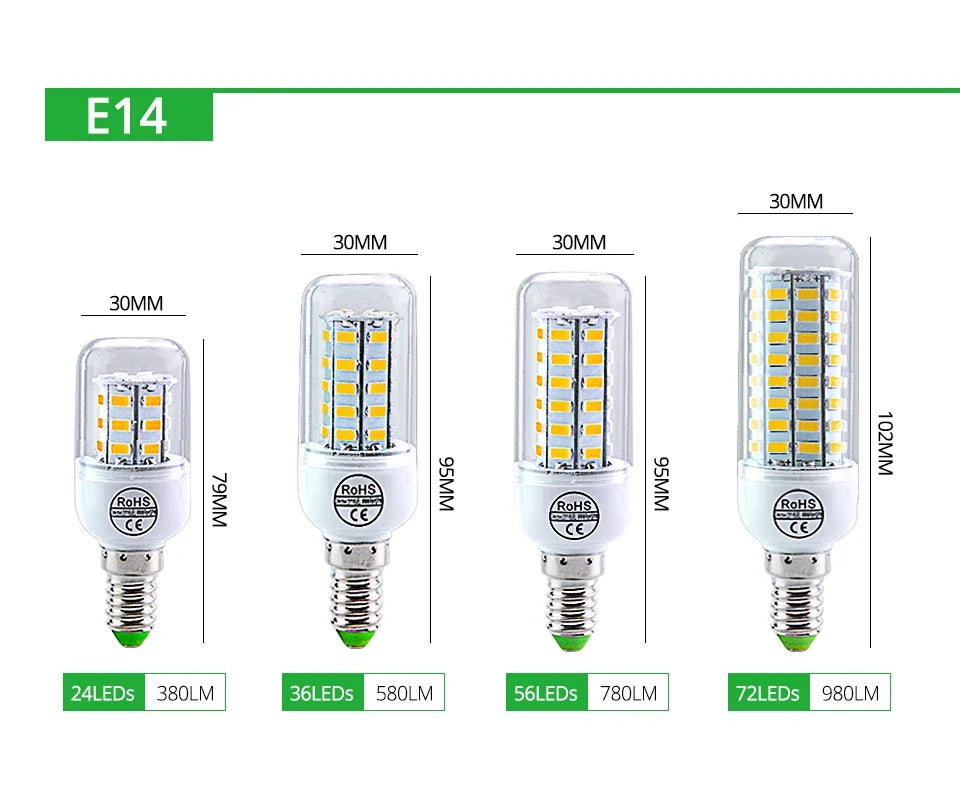 E27 LED Lamp E14 LED SMD 5730 220V Corn Light Bulbs 24 36 56 72LEDs Lamparas LED Chandelie Ampoule Led Light For Home Decoration