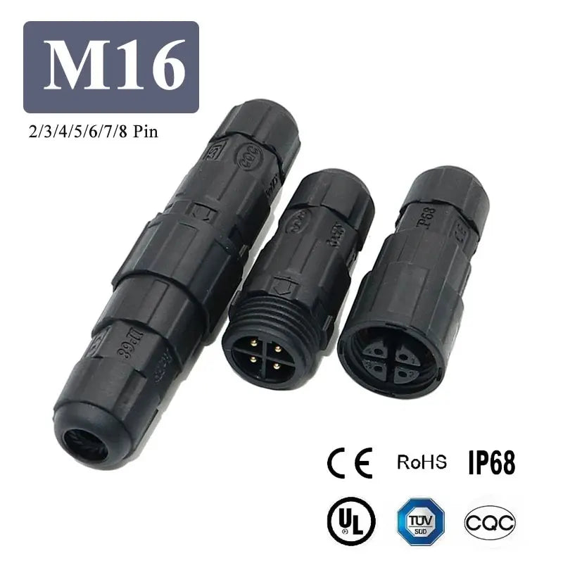 IP68 M16 Welding/Screw Connector 2 3 4 5 6 7 8 9 Pin Connector Line Outdoor Male Female Waterproof Wire Power Aviation Plug