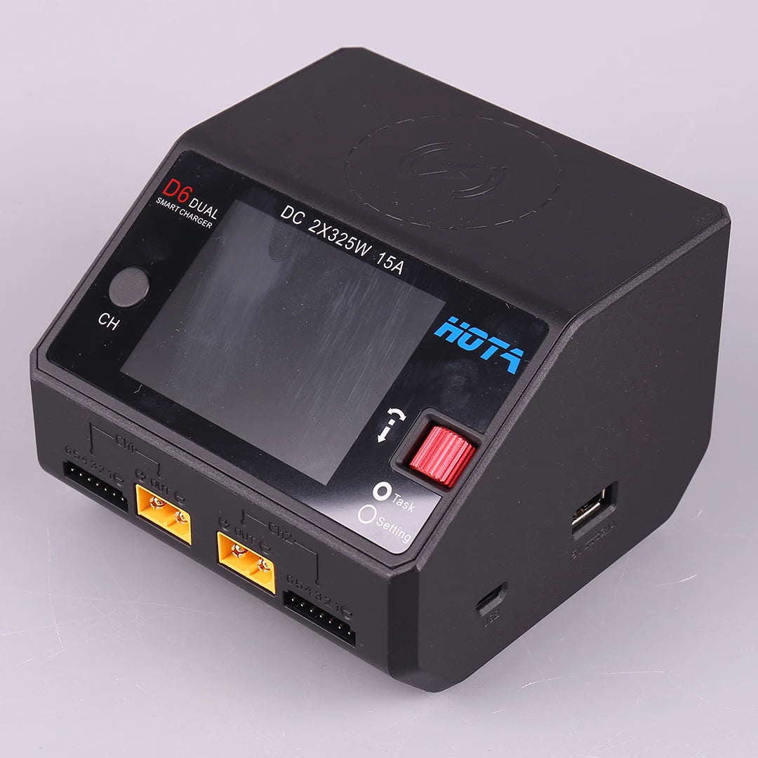 HOTA D6 DC650W 15A Dual Smart Charger Maximum current 1600mA Built-in Micro USB for 1-6S Lipo LiHV/NiZn/Nicd/NiMH Battery