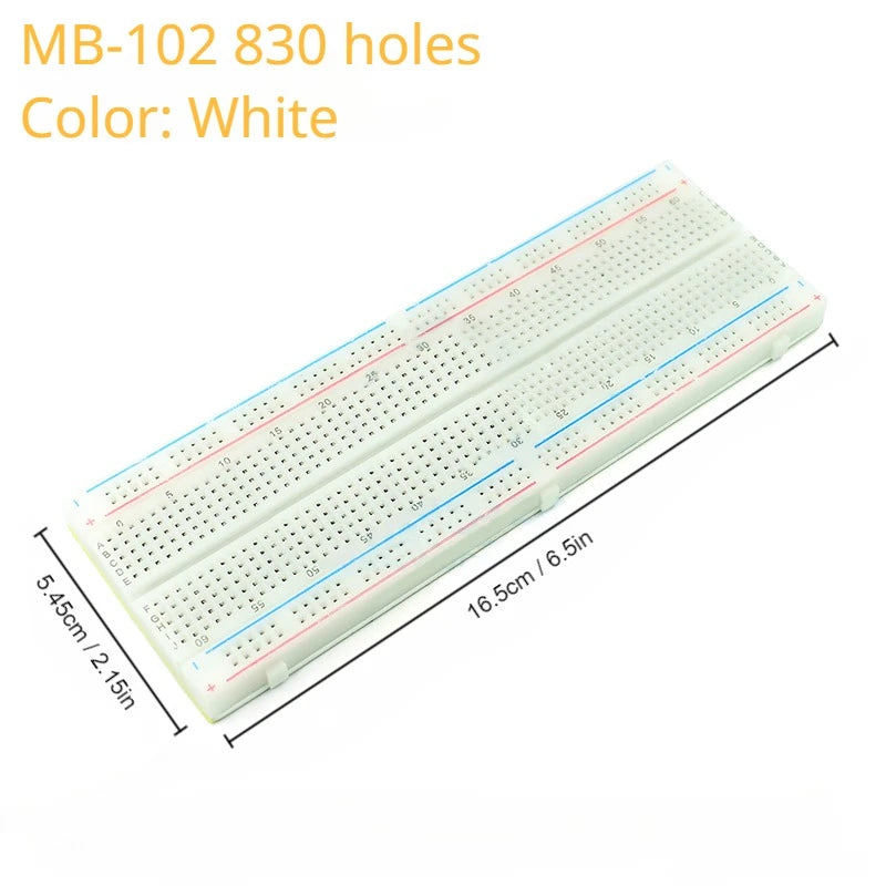 MB102 ZY-204 Solderless Breadboards 170/400/700/750/830/1600 Plug Holes Versatile Prototyping Circuit Testing Boards