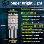 2pcs LED P21W 1156 BA15S PY21W BAU15S 3030 35SMD Bulb Canbus Free T20 7440 W21W Lamp For Car Turn Signal Light Backlight Orange