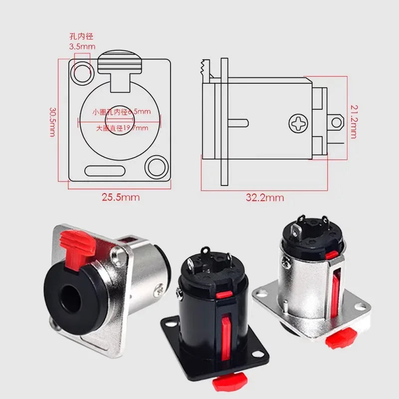 5/20PCS Professional Speaker Plug Audio Jack 6.35mm Female Socket Panel Mount Xlr Connector Black&silvercolors Banana Plugs Rca