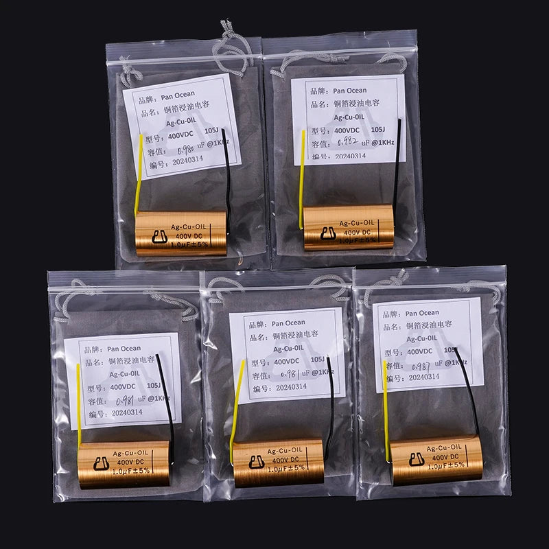 1pcs Copper foil Oil-Impregnated Silver Pin Polar Capacitor HIFI Audio DIY Grinding Mill Frequency Division Coupling MKP