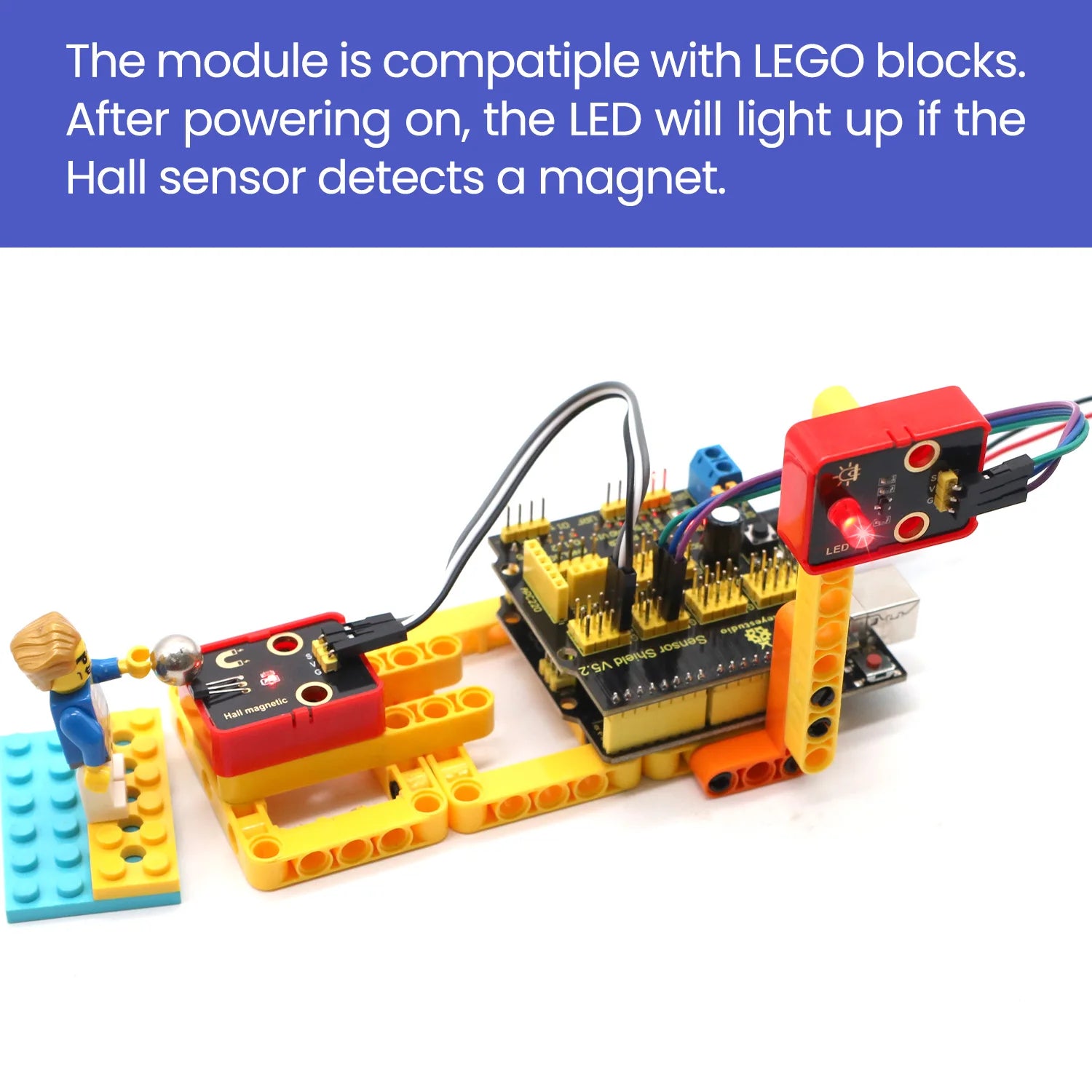 Hall Magnetic Sensor Module Hall Effect Detect Magnetic Field for Arduino DIY Projects Compatible with Lego Blocks