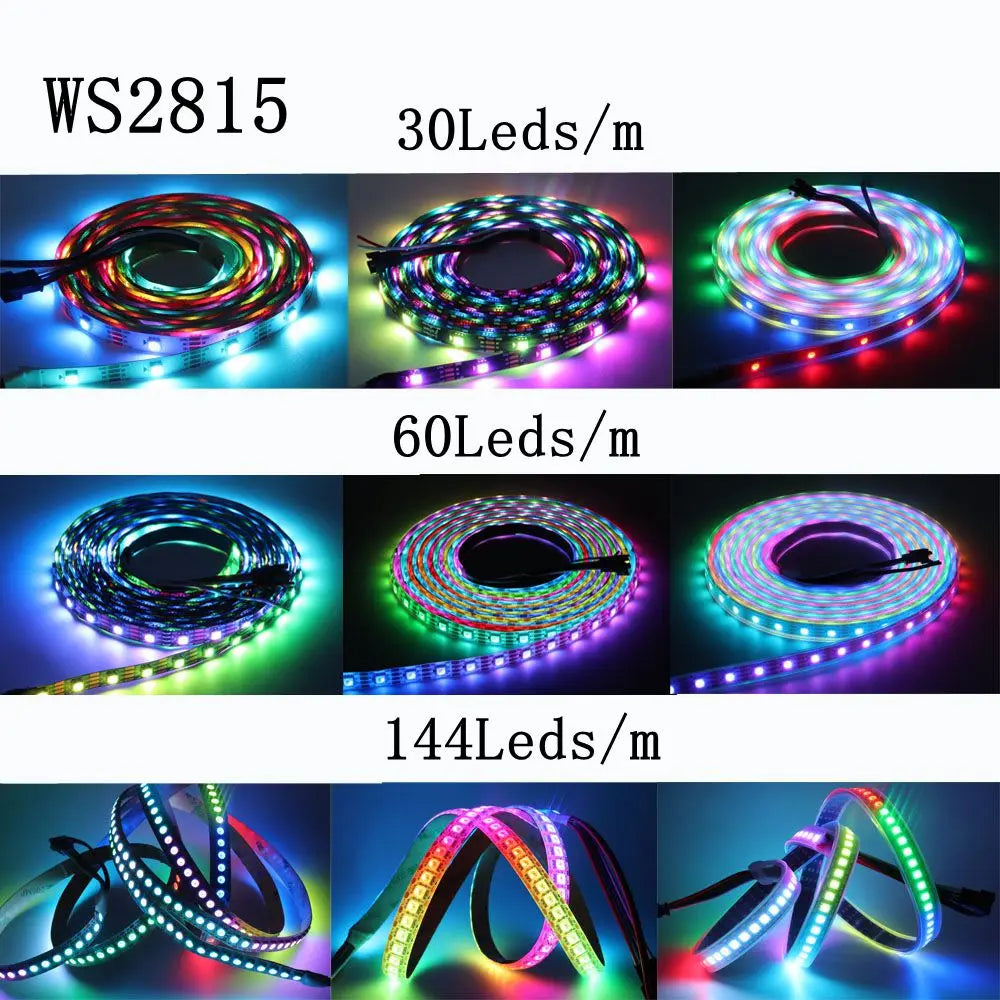 WS2815 Led Strip With SP107E Bluetooth Music Controller 30/60/144 Pixels/m RGB Individually Addressable LED Light Lamp Kit DC12V