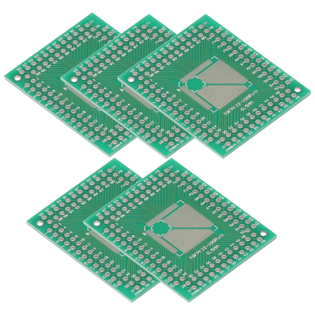 5Pcs TQFP Converter PCB Board For QFP/TQFP/LQFP/FQFP 32/44/64/80/100 to DIP Adapter PCB Board Converter