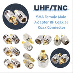 UHF/TNC To SMA Female Male Adapter RF Coaxial Coax Connector SMA Male Female To N Connector SO239 for Radio Station