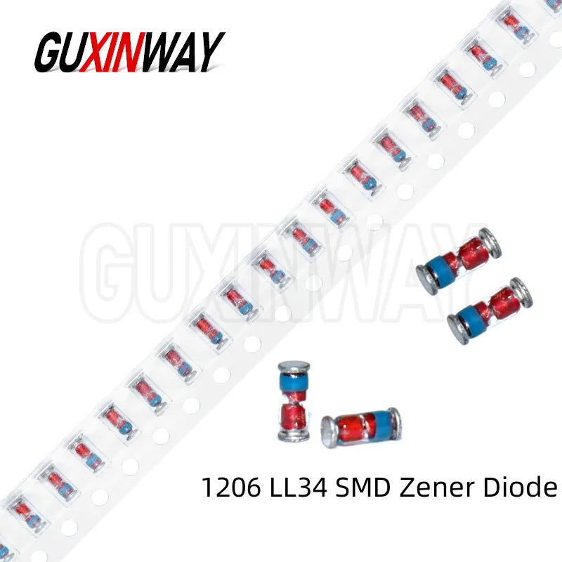 100pcs 0.5W 1206 LL34 SMD Zener Diode 2V 2.7V 3V 3.3V 3.6V 3.9V 4.7V 5.V 5.1V 5.6V 6.2V.5V 8.2V 10V 12V 13V 15V 20V 24V 39V 43V