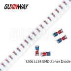 100pcs 0.5W 1206 LL34 SMD Zener Diode 2V 2.7V 3V 3.3V 3.6V 3.9V 4.7V 5.V 5.1V 5.6V 6.2V.5V 8.2V 10V 12V 13V 15V 20V 24V 39V 43V