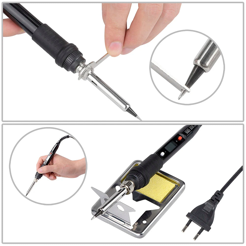 JCD Electric Soldering Iron Kit 80W LCD Digital Display Adjustable Temperature 220V/110V Solder Iron Welding Repair Tools 908S