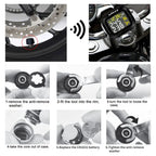 Infitary Motorcycle TPMS Tire Pressure Monitoring System Big Wireless LCD Colorful Display Shift For Status Precise Digital Moto