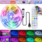 Tuya WiFi LED Strip Lights Smart Life USB 5050 RGB Lamp Tape TV PC Backlight Room Light Flexible Diode Work With Alexa Google