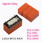5Pcs NEC Relay EC2-4.5NU EC2-5NU EC2-12NU EC2-24NU 2A 8Pin Synchronous TX2-5V G6S-2-5VDC G6S-2-12VDC 5V 12V 24V Signal Relay