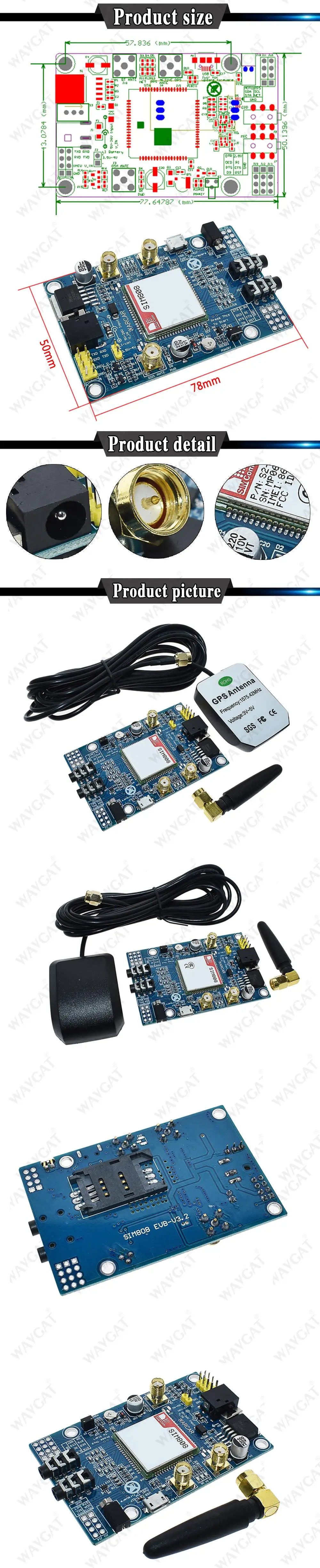 SIM808 Module GSM GPRS GPS Development Board IPX SMA with GPS Antenna for Arduino Raspberry Pi Support 2G 3G 4G SIM Card
