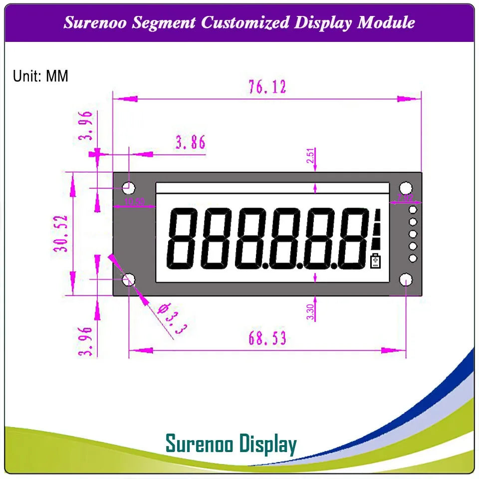 Surenoo 6-Digit "8 8 8.8.8.8" 7 Segment Digital 5V  LCD Module Display Screen Panel build-in HT1621 Controller w/ Backlight