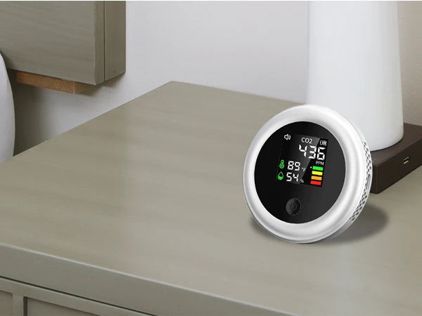 CO2 Monitor NDIR Sensor, Air Quality Detector Carbon Dioxide Meter with Temp/Humidity, Portable Indoor Ventilation Tester,