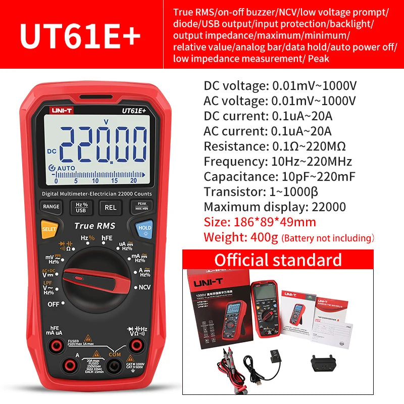 UNI-T Multimeter Professional UT890C UT890D+ UT89X UT89XD UT89XE UT60S UT60BT UT61B+ UT61D+ UT61E Plus Electrical Multi Meter