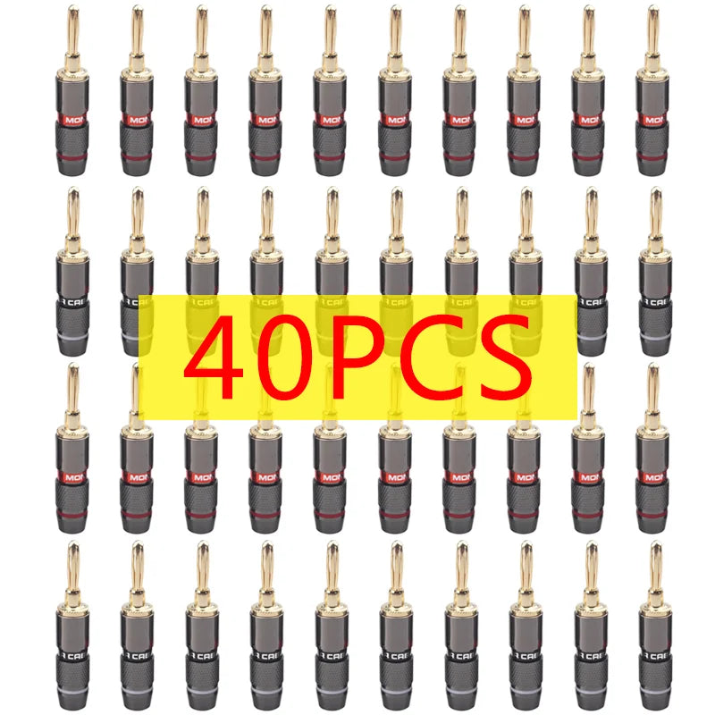 10/40/100Pcs Monster Banana Plugs Gold Plated Pure Copper Speaker Adapter Screw Speaker Plug Audio Connectors