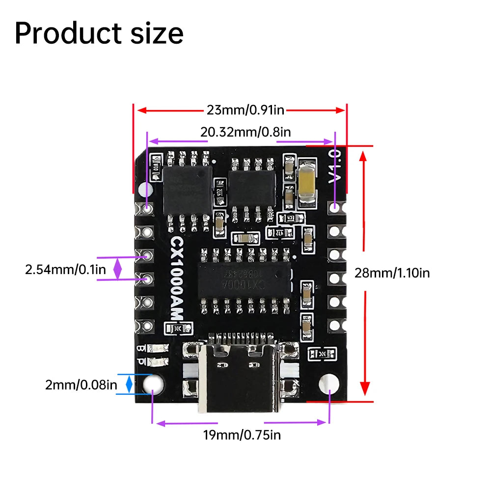 CX1000AM Serial Port Control MP3 Voice Playback Module 32Mbits Microcontroller WAV Voice Broadcast Custom Audio Module