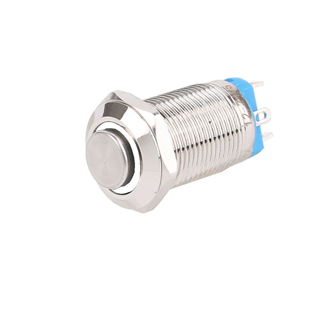 1pc 12mm Anti-Vandal Metal Push Button Switches High Flat Round With LED Green Red Blue White 3V 12V Momentary Latching Reset