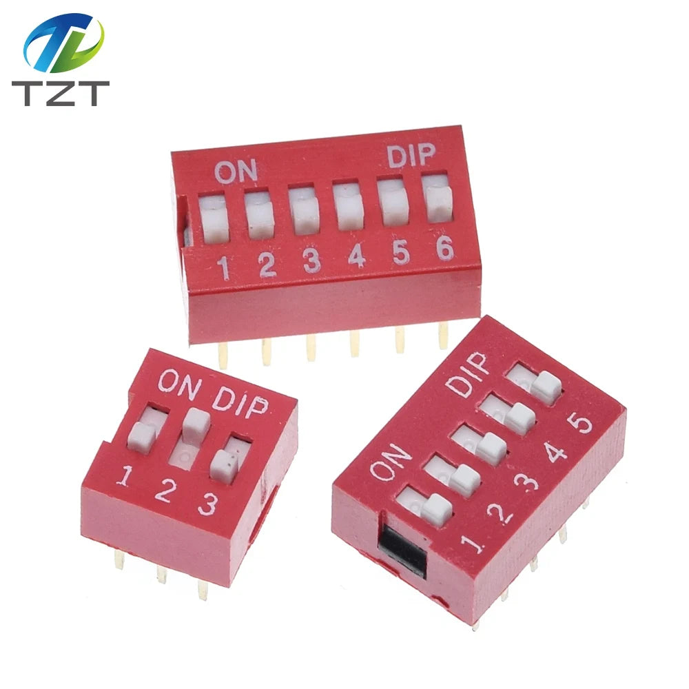 10pcs TZT Slide Type Switch 1 2 3 4 5 6 7 8 10PIN 2.54mm Position Way DIP Red Pitch Toggle Switch Red Snap Switch Dial Switch