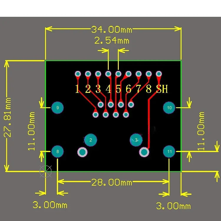 1Pcs RJ45 Adapter Board To XH2.54 Modular Ethernet Connector Adapter Network Interface + Breakout Board + Pin Header