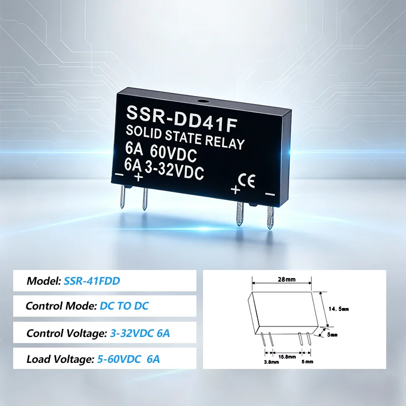 Slim Relay SSR-41FDA SSR-41FDD Solid State Relay 6a Din Rail Relay DC Control AC DC Control DC
