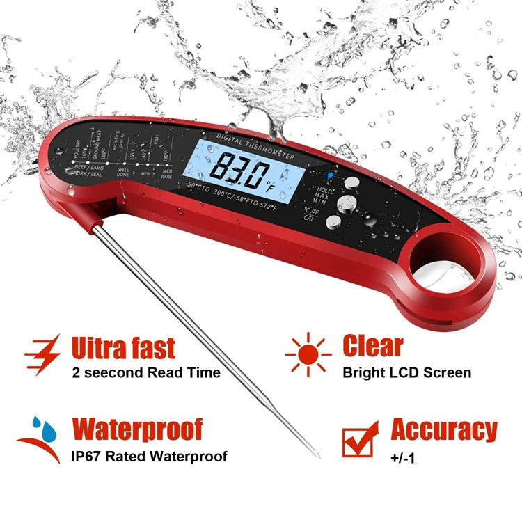 LMETJMA 0.5 Sec Instant Read Meat Thermometer Digital Waterproof Food Thermometer with Backlight Kitchen Thermometer For BBQ ﻿