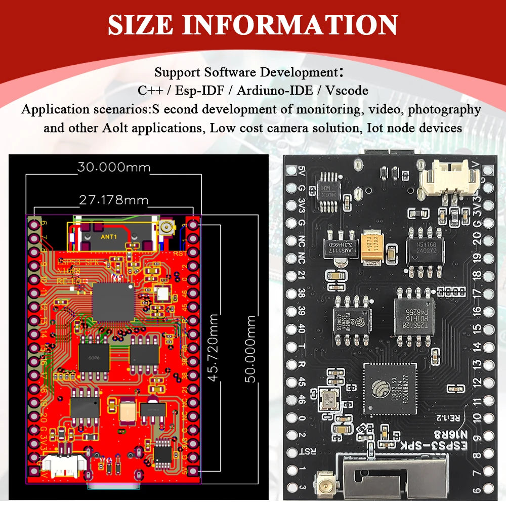 NEW ESP32-S3 CAM Speaker Development Board with OV2640 Wifi Camera Module Kit Dual MIC TF Slot N16R8 CH340X USB Type-C ESP32-S3