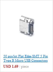 50pcs/lot 5Pin Micro-B SMD Micro USB Connector Female Port Jack Tail Sockect Plug For Android phone data connector