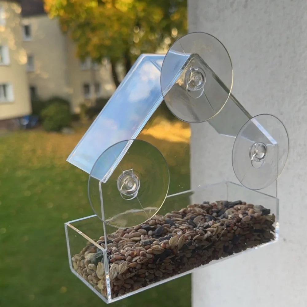 Transparent Bird Feeder Birds House for Outdoor Window Bird Feeder with Strong Suction Cups for Wild Birds, Cardinal Bluebird